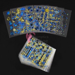 Stickere 3D Combinate  3DA06 Aurii Metalizat cu Albastru 6 folii